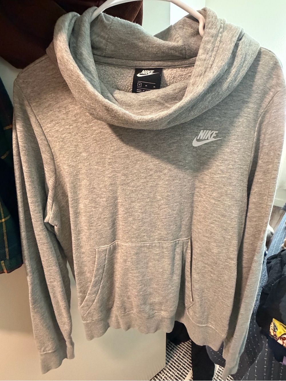 Nike Gray Cowl Neck Pullover Hoodie